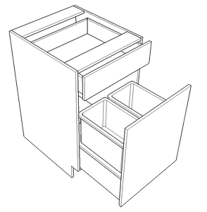 Pull Out Door Base with Waste Bin C-B3 - 21" Wide (Aspen - Pure)