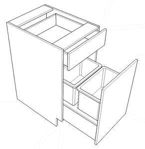 Pull Out Door Base with Waste Bin C-B4 - 18" Wide (Aspen - Lithium)