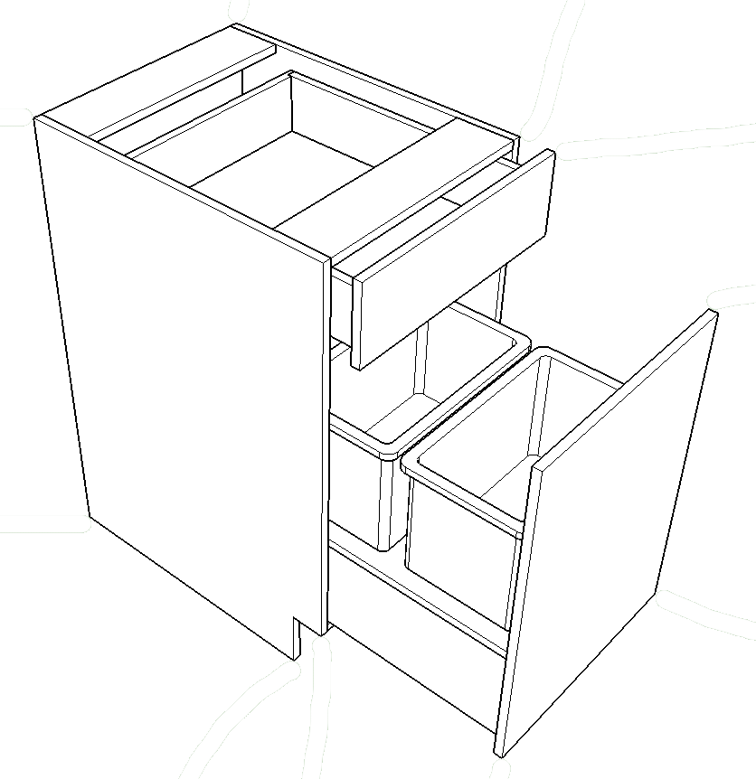 Pull Out Door Base with Waste Bin C-B4 - 18