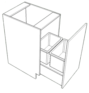 Pull Out Full Door Base with Waste Bin C-B4 - 18" Wide (Aspen - Lithium)