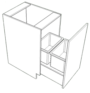 Pull Out Full Door Base with Waste Bin C-A2 - 15" Wide (Vail - Lithium)