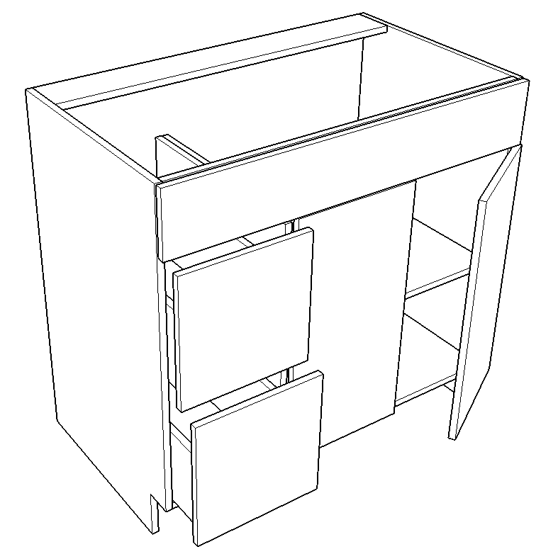Vanity - Sink Base With Drawers - Double Door - Left (Killington - Blue Jeans)