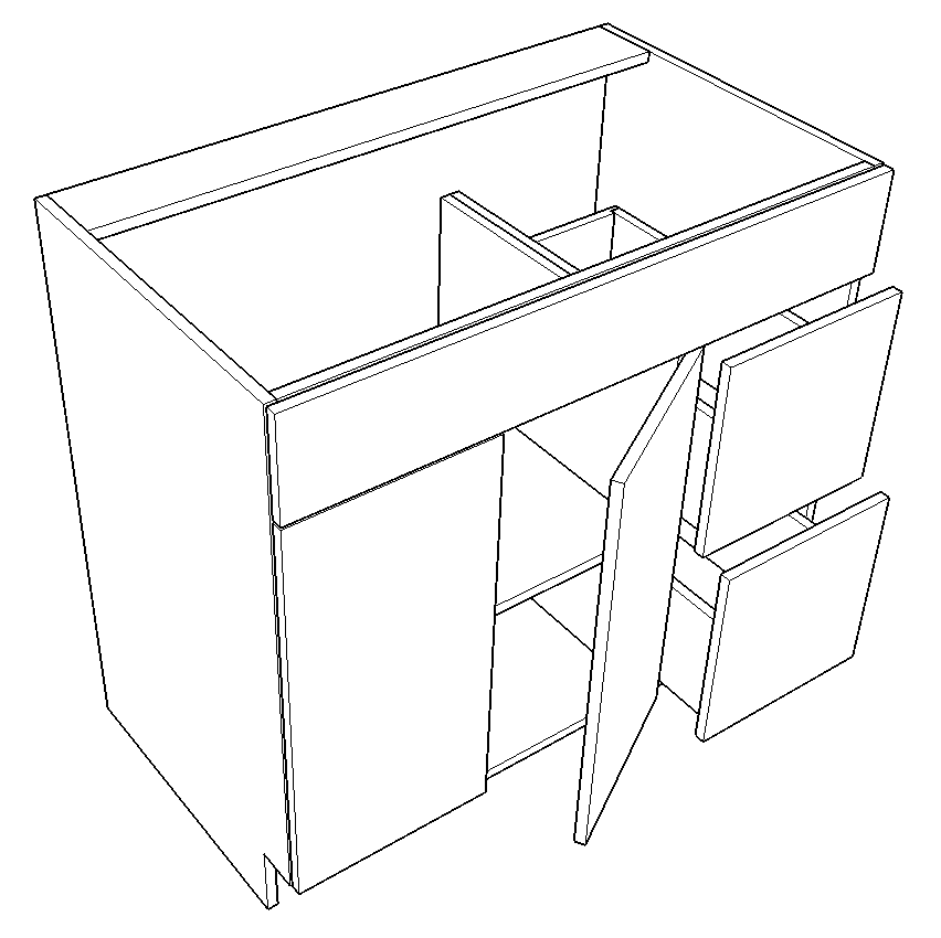 Vanity - Sink Base With Drawers - Double Door - Right (Telluride - Ebony)