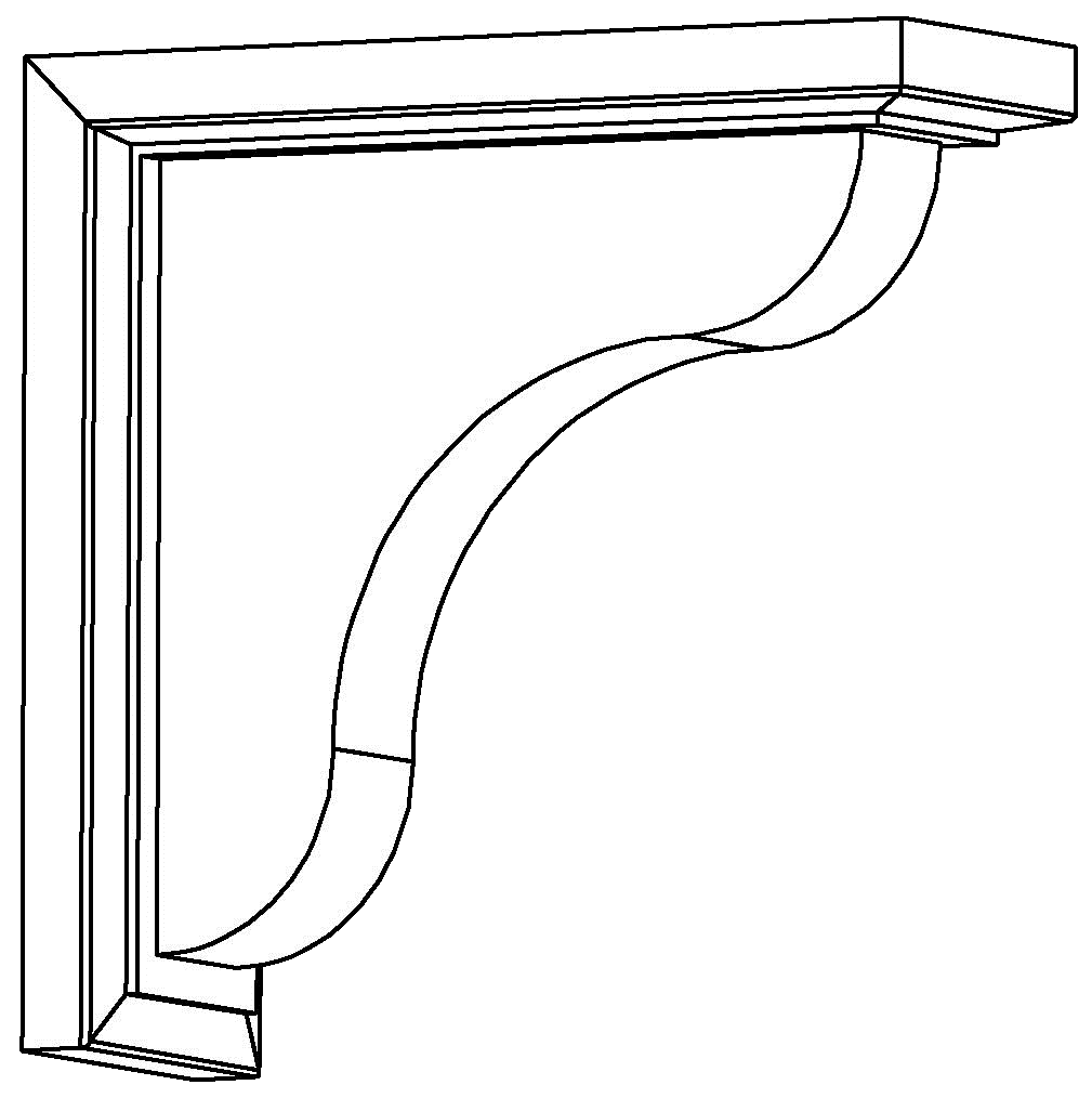 CTS2_9_2B - Counter Top Profiled Support On 2 Brackets - Wood (Telluride - Ebony)