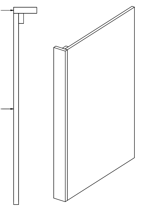 Tall-End-Panel ( Left)  3''x 84''x 23.75'' Breckenridge - Cream White